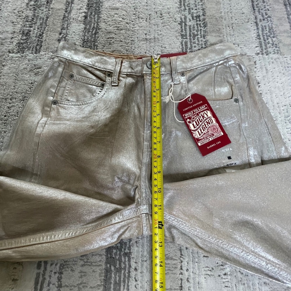 NEW Lucky Brand Legend Silver Metallic Barrel Leg Jeans High Rise Ankle 4/27‎ A - Picture 13 of 13